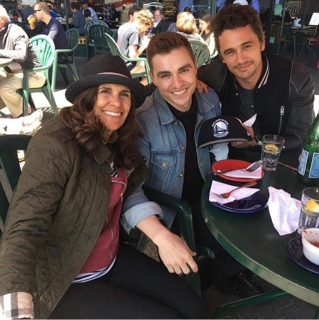 Dave Franco with his brother James Franco and his mother Besty Franco.  